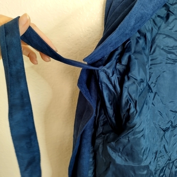 NWT ivy jane suede lapel pocket blue open jacket sz L - Picture 3 of 7